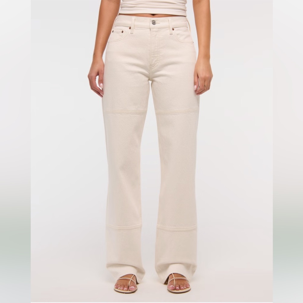 Abercrombie Cream Low Rise Jeans (Long)